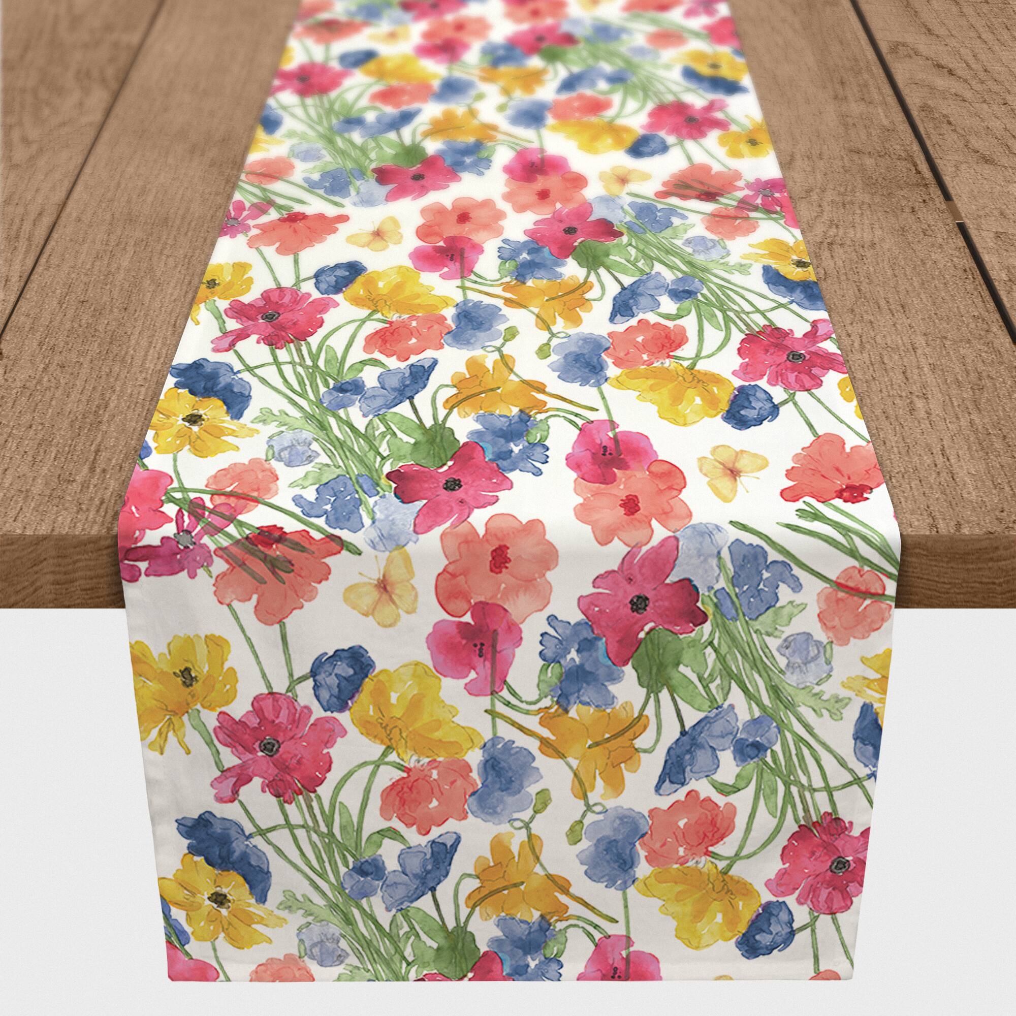 Flowers & Butterflies Indoor/Outdoor Table Runner